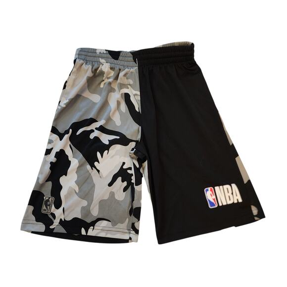 NBA Other - NBA Boys Basketball Shorts Size M 10/12 Black Gray Camo Athletic Drawstring